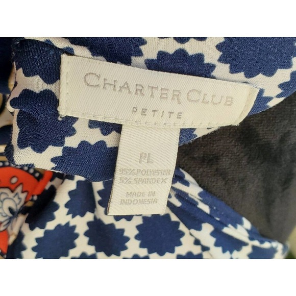 Charter Club Women's Blue Polyester Round Neck Long Sleeve Casual Top Blouse PL - Picture 8 of 10